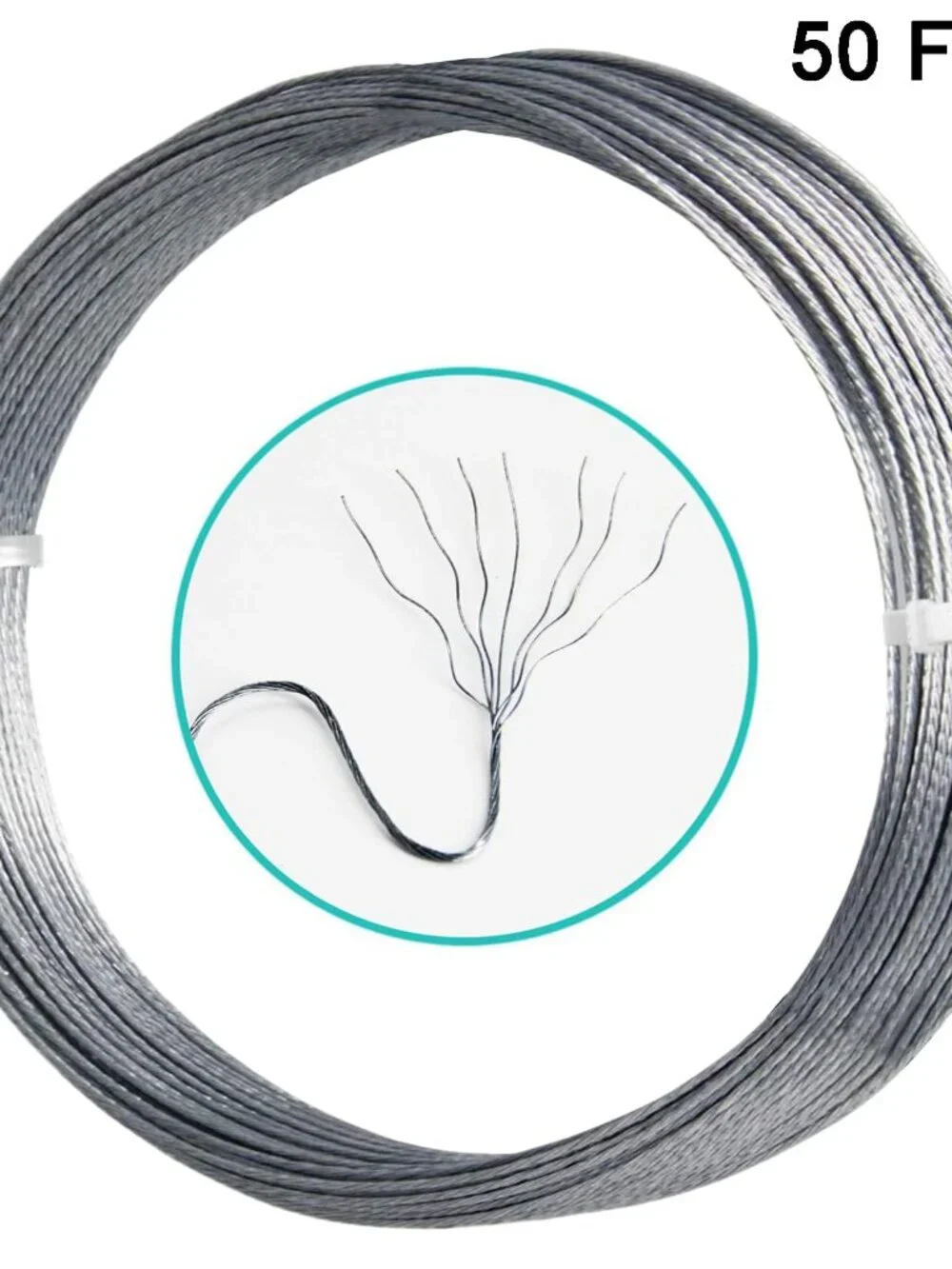 Cerpourt Picture Hanging Wire #2 50-Feet Braided Silver Steel Wire Supports up t